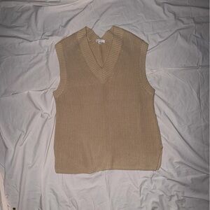 H&M Beige Knit V-Neck Sweater Vest